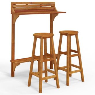 Berkfield Home 3 Piece Balcony Bar Set Solid Wood Acacia in Brown