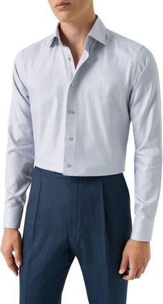 Eton Contemporary Fit Semi Solid Dress Shirt in Light Beige at Nordstrom, Size 15.5