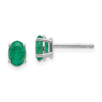 Diamond2Deal 14k White Gold 6x4mm Emerald Earrings
