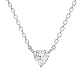 Diamond2Deal 14K White Gold 1/2 Ct Trillion Shape Lab Grown Diamond Solitaire Pendant Necklace