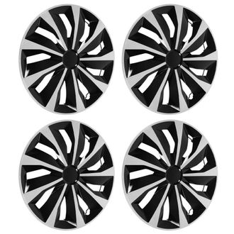 OEM Kit Universal De Tapacubos De 14 Pulgadas En Negro Y Plata (juego De 4 Piezas) - Dise&ntilde;o De Abs Duradero