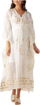 Greek Archaic Kori Kleedjes, Dames, Beige, S, Linnen, Beige Maxi Jurk voor Zomerse Dagen