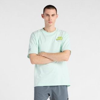 New Balance Mens London Edition Graphic T-Shirt 3 in Green Cotton, size X-Large