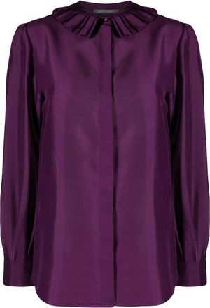 Alberta Ferretti ruffle-collar silk shirt - women - Silk - 40 - Purple