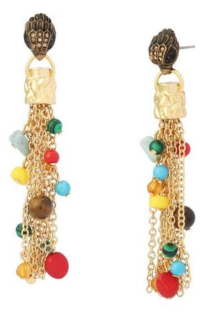 Kurt Geiger Pav&eacute; Bead Tassel Chandelier Drop Earrings in Gold/Multi at Nordstrom