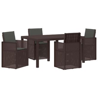 vidaXL Conjunto De Comedor De Jard&iacute;n 5 Pcs Marr&oacute;n Y Antracita Pp Vidaxl