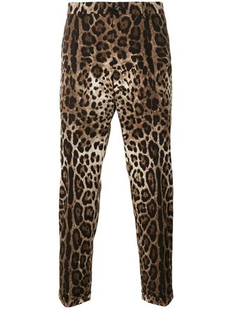 Dolce & Gabbana leopard-print straight-leg trousers - Brown