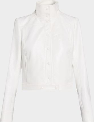 Courr&egrave;ges Textured Vinyl Crop Jacket