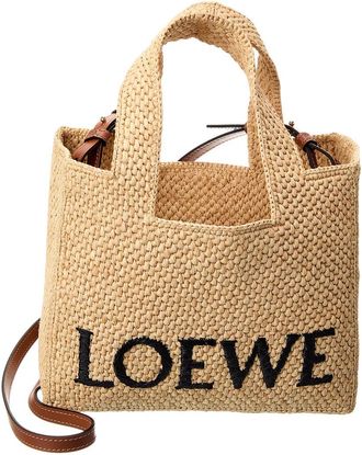 Loewe Font Small Raffia Tote