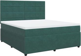 vidaXL Vidaxl - Cama Box Spring Con Colch&oacute;n Terciopelo Verde Oscuro 180x200 Cm