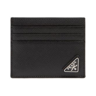 Prada Wallets & Cardholders, male, Black, Size: ONE SIZE Saffiano Leather Card Holder