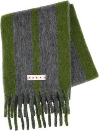 Marni Accessoires, Heren, Veelkleurig, ONE Size, Wol, Grote Gestreepte Wollen Sjaal