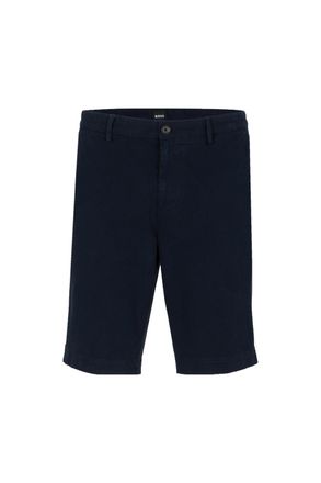 HUGO BOSS Mens Gabardine Slim Fit Shorts in Blue Cotton - Size 36 (Waist)