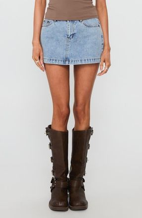 Princess Polly Nicolina Low Rise Denim Miniskirt in Ice Blue Wash at Nordstrom, Size 10