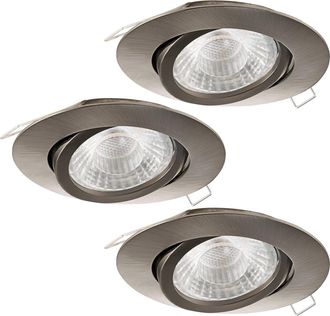 Loops 3 PACK Adjustable Ceiling Downlight Satin Nickel Cast Aluminium 5W GU10 Bulb