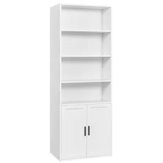 Vasagle Librer&iacute;a vertical de 6 niveles con puertas de color blanco
