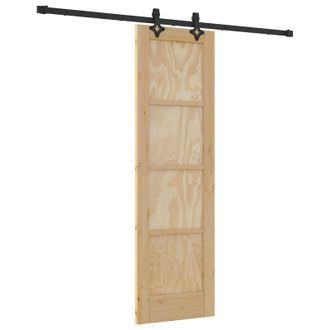 vidaXL Puerta Corredera Natural Y Negro 61 X 198,5 Cm Vidaxl