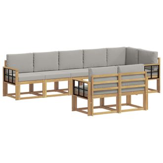 vidaXL Conjunto De Sof&aacute;s De Exterior 8 Pcs Blanco Y Gris Claro Vidaxl