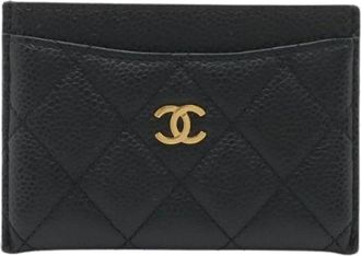 Chanel Pre-owned Classic Leather Card Case - Dames - Vintage Accessoires - Zwart - ONE Size - Leer - Vintage