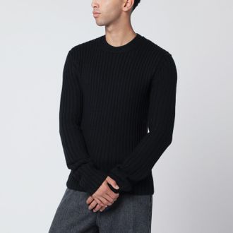 Dolce & Gabbana Maglione nero a coste in lana