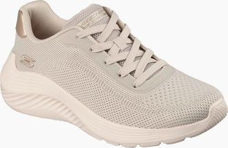Skechers Womens Skechers Bobs Squad Waves Current Look Textile Womens Off White Trainers - Cream - Size: 4