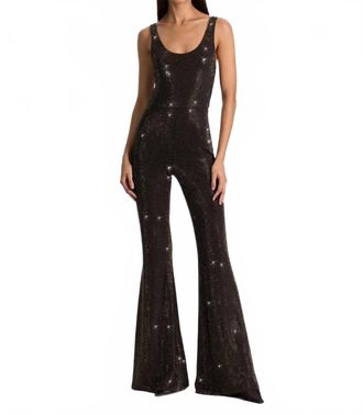 Alice & Olivia Teresa Embellished Jumpsuit In Black/dorado