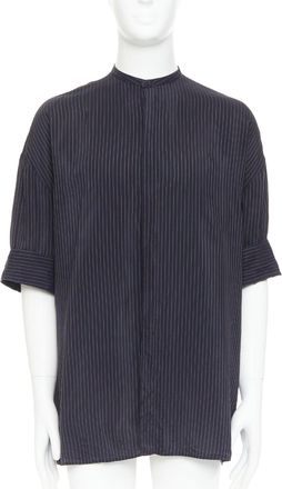 Haider Ackermann pinstriped bishop collared half sleeve shirt