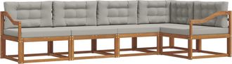 vidaXL Conjunto De Sof&aacute;s De Exterior 5 Uds. Natural Y Gris Claro Vidaxl