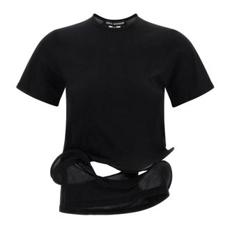 Junya Watanabe Twisted Detail T-shirt - female - Junya Watanabe - T-Shirts - Black - M - Tops