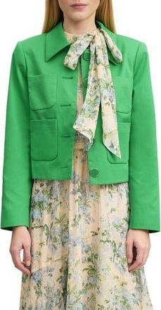 L.k. Bennett Crop Cotton Jacket in Green at Nordstrom Rack, Size 10 Us / 14 Uk