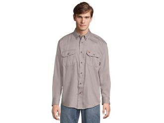 Ariat FR Solid Long Sleeve Work Shirt Mens Clothing Silver Fox : MD, Cotton/Nylon