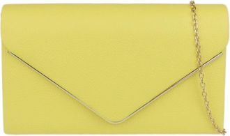 Girly HandBags Womens Metallic Frame Faux Leather Clutch Bag (Lemon)