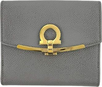 Ferragamo Gray Leather Wallet (Bi-Fold) (Pre-Owned)