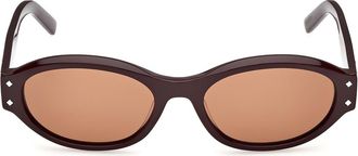 MCM 55mm Oval Sunglasses in Burgundy /Solid Caramel at Nordstrom