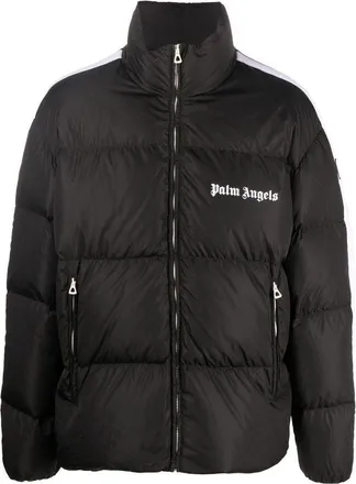 Palm Angels FW22 Classic Track Down Jacket Black White PMED019F22FAB0011001