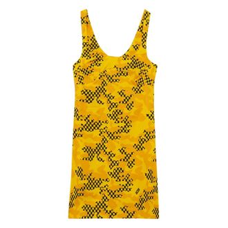 GCDS Abito in Jersey a Quadri Camo - - Dresses - Donna - Giallo - L