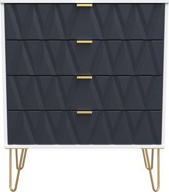 Welcome Furniture Glitz Ready Assembled 4 Drawer Chest in Indigo Matt & White - Welcome Furniture | TJ Hughes