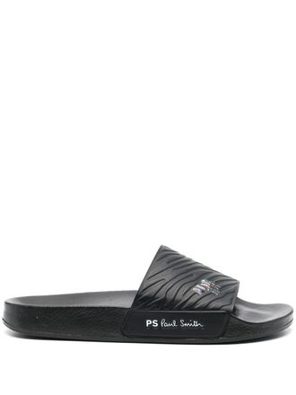 Paul Smith zebra-logo slides - men - Rubber/Rubber/Rubber - 6 - Black