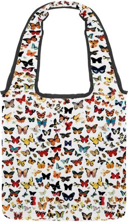 Generic Multi Art Seamless Butterflies Reversible Canvas Shoulder Tote - Double-Sided Print, 12oz Cotton, 27cm Drop, Fold-Flat Bag for Travel, Shopping, Stree