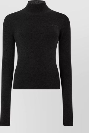 Ganni wool cropped fitted high neck sweater
