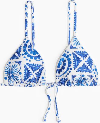 H&M Wattiertes Triangel-Bikinitop - Blue