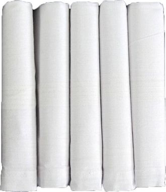 David Van Hagen Mens Five Pack Cotton Handkerchiefs - White