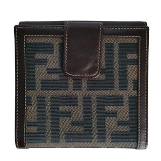 Fendi Zucca Brown Canvas Leather Wallet (Bi-Fold) (Pre-Owned)