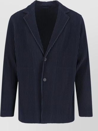 Homme Pliss&eacute; Issey Miyake single breasted pleated texture blazer jacket