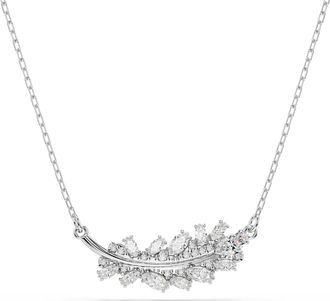 Swarovski Vienna Pendant, Mixed Cuts, Feather, White, Rhodium Plated