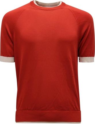 Eleventy Truien & Vesten, Heren, Rood, S, Katoen, Rondgebreide trui