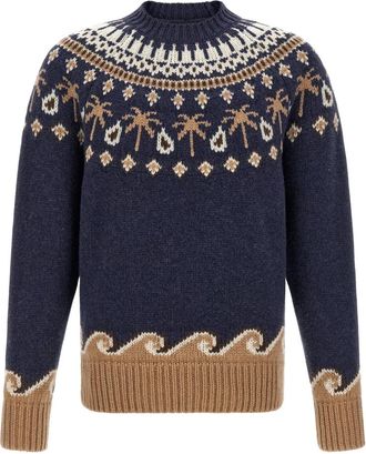 Alanui Sweet Winter Sweater - Heren - Ronde hals truien - Blauw - L - Wol - Truien & Vesten