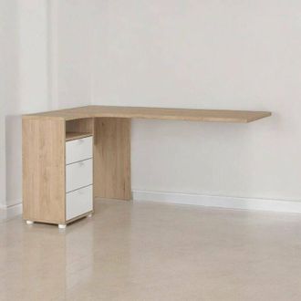 Dmora Dmora - Escritorio Peipah, Escritorio Multiusos, Mesa De Oficina Para Pc, El Plan De Trabajo, 150x100 H76 Cm, Roble Y Blanco