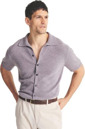 Naadam Signature Cashmere Short Sleeve Button Down in Fog at Nordstrom, Size X-Large