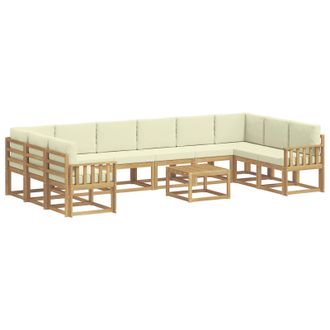 vidaXL Set Di Divani Da Esterno 11 Pz Bianco E Crema Vidaxl